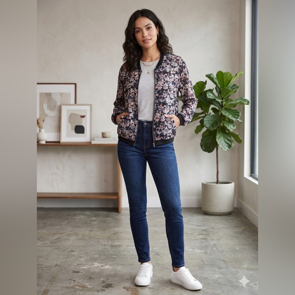 About A Girl Floral Bomber Jacket | Junior Sizing